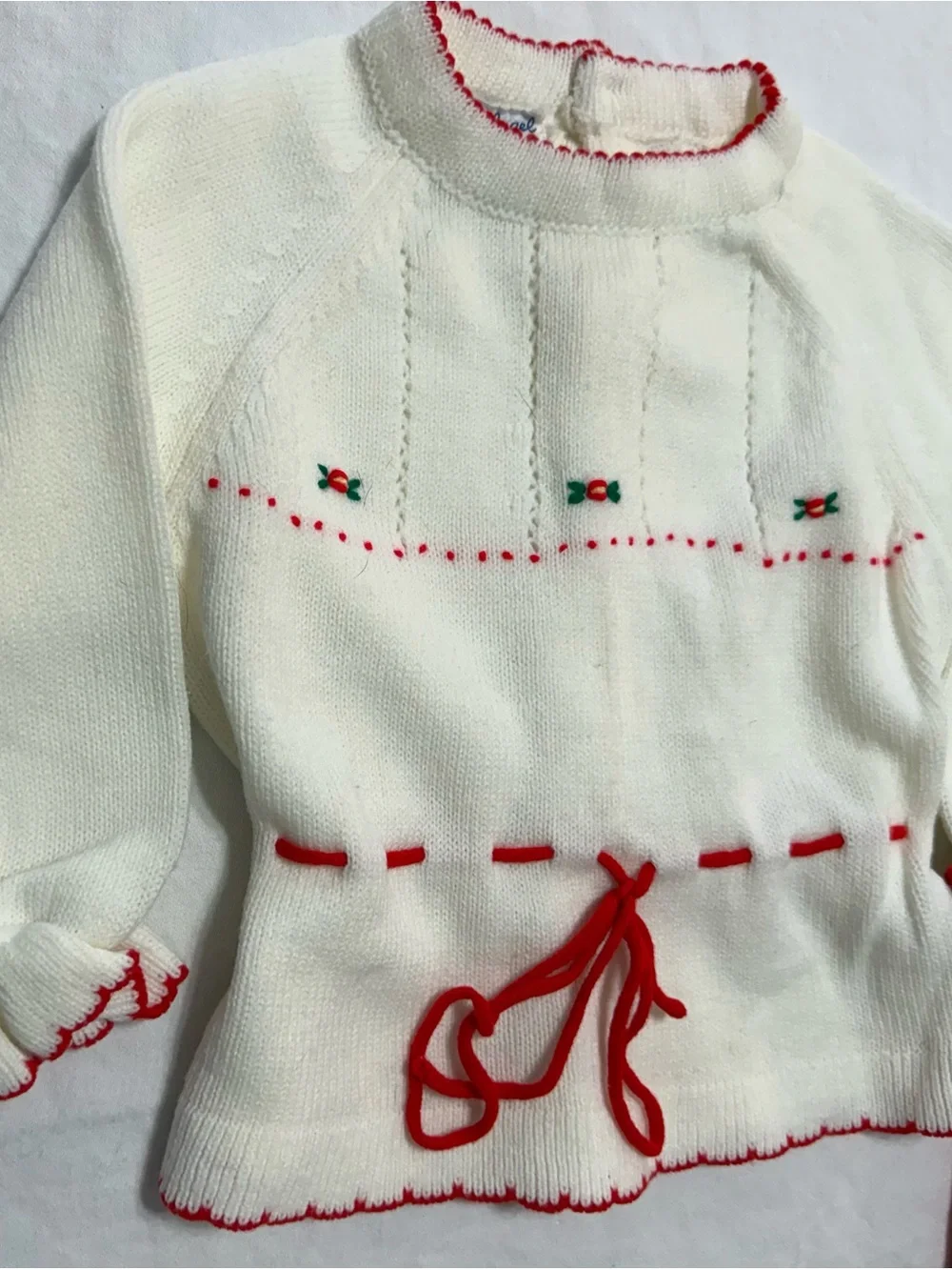Vintage Little Angel Knit Girls' Matching Set - Sweater & Pants